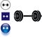 Barbell weights symbol sign and button