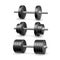 Barbells set. Realistic dumbbells on white background. Fitness gym and bodybuilding weight equipment