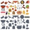 Barbeque color flat and simple icons set for web and mobile design