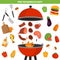 Barbeque color icons set for web and mobile design