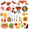 Barbeque color icons set for web and mobile design