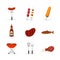 Barbeque food flat illustrations set