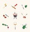 Barbeque and grill icons collection. Illustration of different grill cooking attributes.