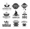 Barbeque party black and whitevector logo set