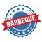 BARBEQUE text on red blue ribbon stamp