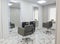 barber chair and mirrors in an elite beauty salon, cosmetologist's office interior