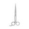 Barber close scissors hairstyle tool care vector icon. Blade sharp barbershop symbol top view. Vintage cutter