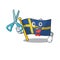 Barber flag sweden character hoisted in cartoon pole