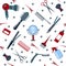 Barber and Hairdresser Tools Seamless Pattern