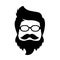 The Barber. Handsome man with beard and mustache. Barber shop symbol. Male with moustache. Face. Beard and moustache silhouette