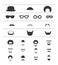 Barber icon flat set. Mustache, beard, glasses, hat, afro hair symbols. Hipster style, male fashion. Vector illustrated masque