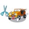 Barber jeep car isolated with the cartoon