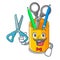 Barber organizer desktop top view with cartoon