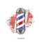 Barber Pole on vintage background. Colors of Barbershop. Isolated on a white background. Beauty and fashion background for design