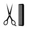 Barber scissors and comb icon