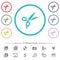 Barber scissors flat color icons in circle shape outlines