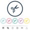 Barber scissors flat color icons in round outlines