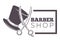 Barber shop label, isolated monochrome sketch outline service for men vector.