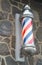 Barber shop pole red blue and white strip sign