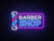 Barber Shop sign vector design template. Barber Shop neon logo, light banner design element colorful modern design trend
