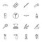 Barber shop supplies line icons set