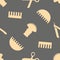 Barber shop tools vector seamless pattern background. Brown beige backdrop with scissors,shaving brush, comb, razor