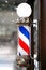 Barber shop vintage pole with soap bubbles