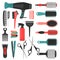 Barber Tools color icons set