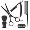 Barber tools graphic icon set