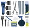 Barber tools vector set. Illustration of different razors, clippers, combs, styling spray.