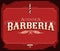 Barberia Autentica, Authentic Barbershop spanish text, vintage vector emblem design
