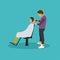 Barbershop concept vector illustration in flat style. Hair salon and Barber shop