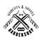 Barbershop emblem with two crossed straight razors