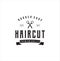 Barbershop Logo Design silhouette Vector Stock on the white background . haircut Logo Vintage Hispter badge .