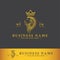 Barbershop logo template design with Gold Lion Head Brush ,Crown, Razor blade and scissor icon on dark background