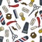 Barbershop seamless doodle pattern illustration