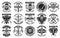 Barbershop set of fifteen vector vintage emblems