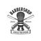 Barbershop shaving brush razor icon, haircut salon