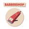 Barbershop. Shaving machine logo. Cartoon vector illustration