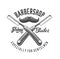 Barbershop straight razor and mustache icon