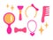 Barbie Baby girl, princess. Cute pink icons collection - necklace, hairbrush, headband, brush, bow, mirror