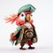 Barbie Pirate Parrot Toy Figurine - Light Red And Aquamarine Style