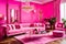 Barbie themed villa, beautiful interior gallery of a barbie villa - AI Generated