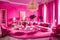 Barbie themed villa, beautiful interior gallery of a barbie villa - AI Generated