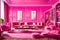 Barbie themed villa, beautiful interior gallery of a barbie villa - AI Generated