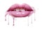 Barbiecore full sensual lips with moisturizing care balm cut out on white. Generative AI illustration