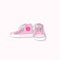 Barbiecore pink sneakers. Old fashioned trendy hot pink shoes. Barbie fashion world.