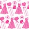barbiecore seamless pattern. Vector artwork featuring a delightful pink-themed design, perfect for fashion, textiles