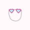 Barbiecore trendy hot pink accessories. Cartoon retro sunglasses with chain. Barbie fashion world.