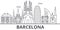 Barcelona architecture line skyline illustration. Linear vector cityscape with famous landmarks, city sights, design